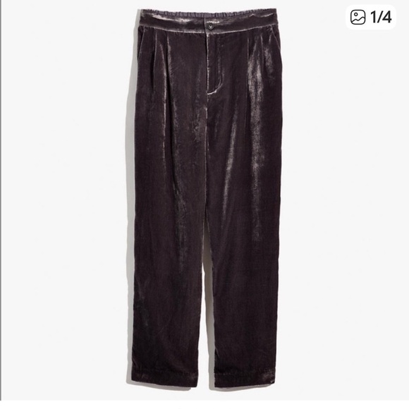 Madewell Pants - Madewell velvet trousers with a tapered wide leg high rise